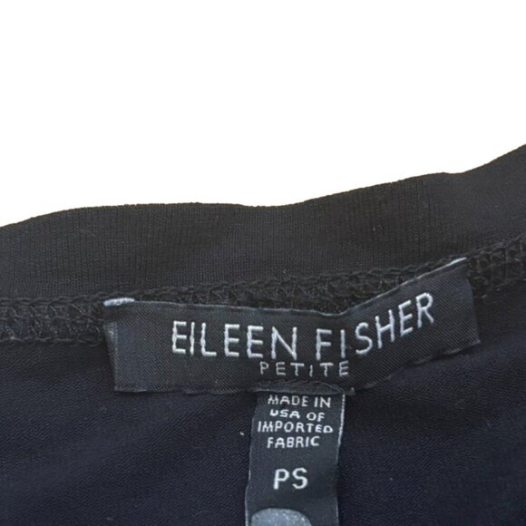 Eileen Fisher Black Viscose Spandex Long Sleeve Shirt Small Petite - Picture 2 of 6